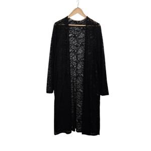Blashe Sheer Lace Long Cardigan Duster sz 3X Black Witchy Whimsigoth Open Front